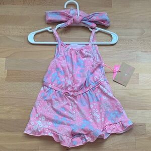 Super Cute Pink 2 Piece Romper 12m NWT Young Hearts Brand